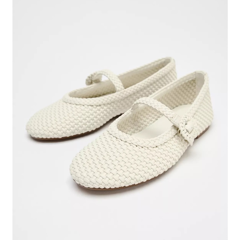 Zara Chic White Woven Flats